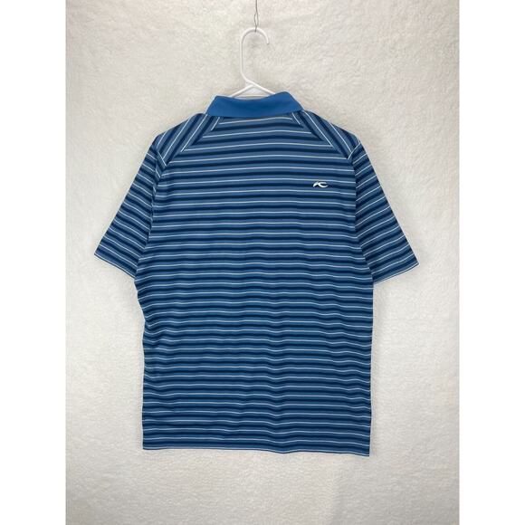 KJUS Performance Polo Shirt Men’s Size L 52 Blue Striped Stretch Golf Comfort - Picture 9 of 10